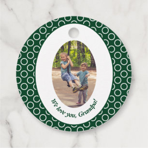 Étiquettes Cadeau Chic Green Custom Photo Polka Dot Favoriser Tags