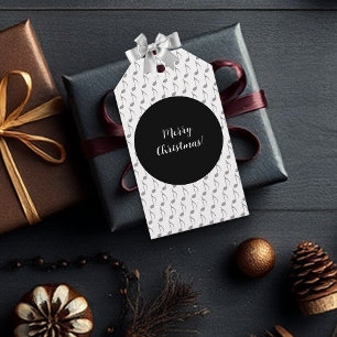 Étiquettes-cadeau Chic Houndstooth Notes musicales Joyeux Noël