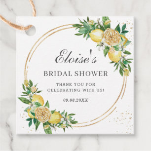 Étiquettes Cadeau Chic Lemon Floral Fête des mariées Merci