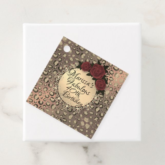 Étiquettes Cadeau Chic Leopard Rose Fabuleux 40e anniversaire Person (En situation)