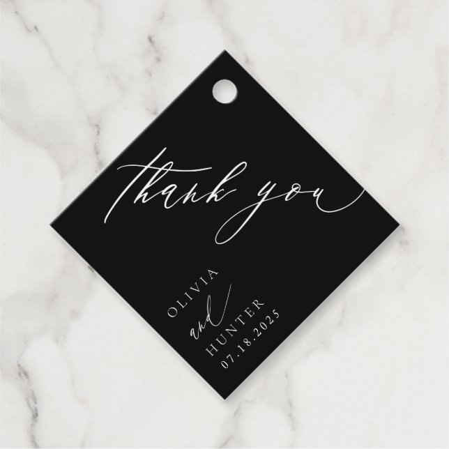 Étiquettes Cadeau Chic moderne Mariage noir & blanc (Devant)