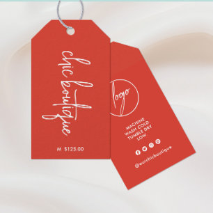 Étiquettes-cadeau Chic Orange Boutique Vêtements Prix Hang Tag Logo