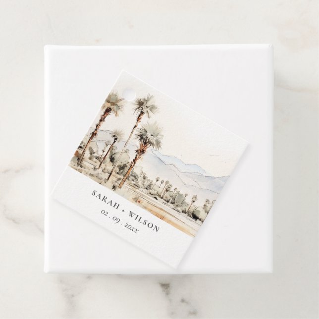 Étiquettes Cadeau Chic Palm Springs California Mariage paysager (En situation)