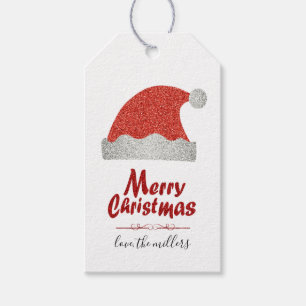 Étiquettes-cadeau Chic Parties scintillant rouge personnalisée Joyeu