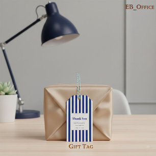 Étiquettes-cadeau Chic rayures bleues marine et blanches Business Me