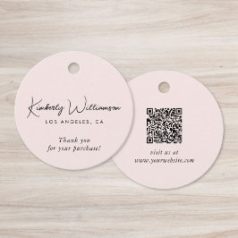 Étiquettes Cadeau Chic Script Business QR Code Thank You Gift Tag