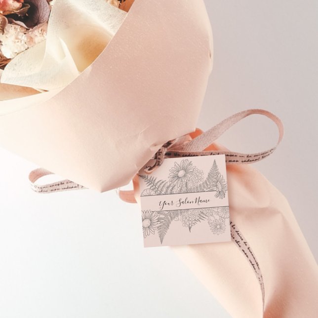 Étiquettes Cadeau Chic Simple Blush Rose Floral Daisy Beauté (Créateur téléchargé)