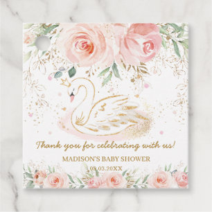 Étiquettes Cadeau Chic Swan Blush rose Baby shower Floral Anniversai