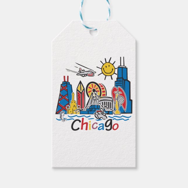 Étiquettes-cadeau Chicago Kids Skyline (Devant)