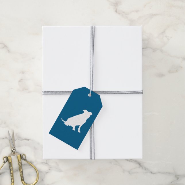 Étiquettes-cadeau Chien Baby shower Pit Pitbull Blue Boy (Avec de la ficelle)