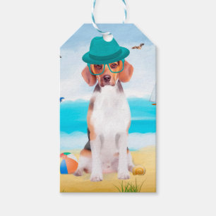 Étiquettes-cadeau Chien Beagle sur la Plage