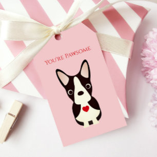 Étiquettes-cadeau Chien Boston Terrier Saint-Valentin, Jour de la Sa