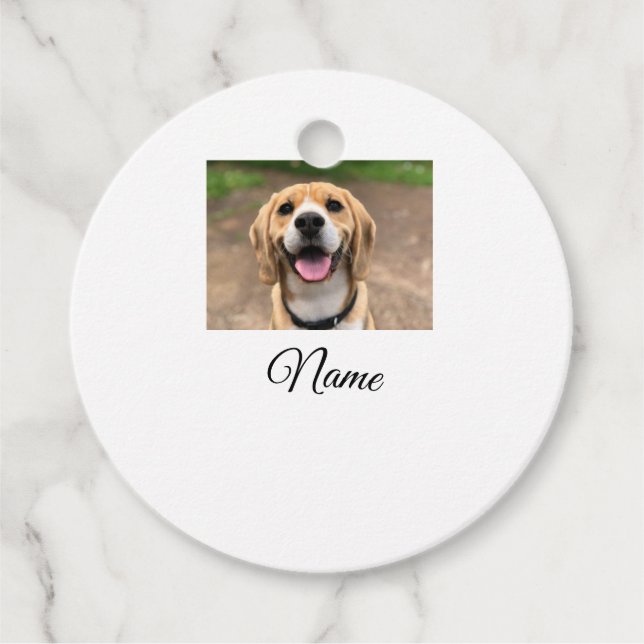 Étiquettes Cadeau Chien chat photo ajouter le nom de l'animal de com (Devant)