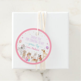 Étiquettes Cadeau Chien Chien rose Fille Paw-ty Anniversaire