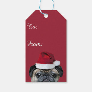 Étiquettes-cadeau Chien de carlin de Noël