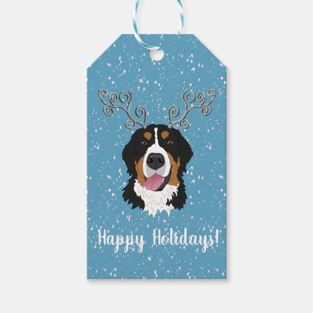Étiquettes-cadeau Chien de montagne bernois de Noël (Devant)