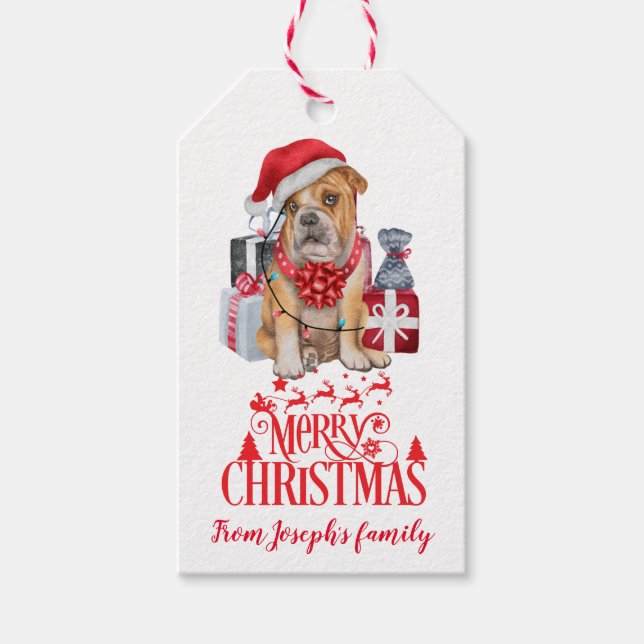 Étiquettes-cadeau Chien de Noël (Devant)