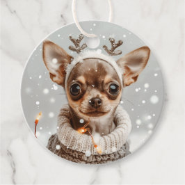 Étiquettes Cadeau Chien de Noël Chihuahua Reindeer