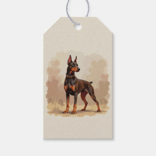 Étiquettes-cadeau Chien Doberman Pinscher Brun Rouille Rouge