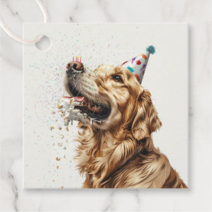 Étiquettes Cadeau Chien d'or de l'épreuve d'anniversaire