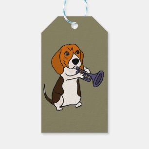 Étiquettes-cadeau Chien drôle de beagle jouant la trompette