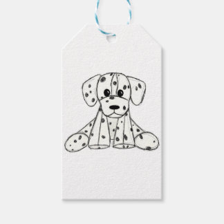 Étiquettes-cadeau Chien en dalmate dessin simple noir
