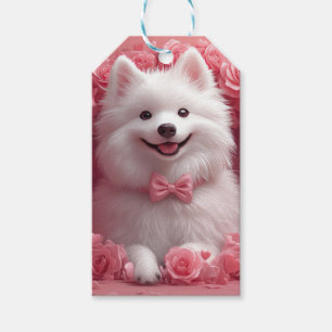 Étiquettes-cadeau Chien Esquimau Américain avec des Roses - Saint-Va
