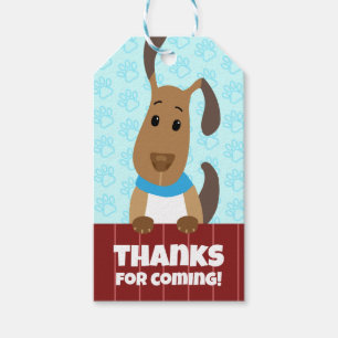 Étiquettes-cadeau Chien mignon sur clôture Pet d'adoption Pawprints 