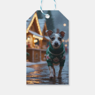 Étiquettes-cadeau Chien Rat Terrier Noël Neige Fêtes