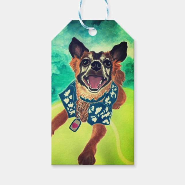 Étiquettes-cadeau Chien surf (Devant)