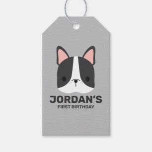 Étiquettes-cadeau Chien-taureau français mignon avec nom personnalis