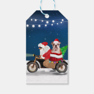 Étiquettes-cadeau Chien-taureaux anglais Noël Père Noël