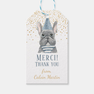 Étiquettes-cadeau Chien-taureaux français avec Casquette de parti