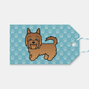 Étiquettes-cadeau Chien Terrier Australien Rouge Sur Fond Bleu