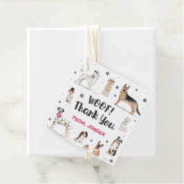 Étiquettes Cadeau Chiens d'aquarelle réaliste Merci de fête d'annive