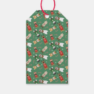 Étiquettes-cadeau Chiens de Noël Motif Rouge Vert