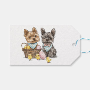 Étiquettes-cadeau Chiens de Pâques Yorkshire Terrier