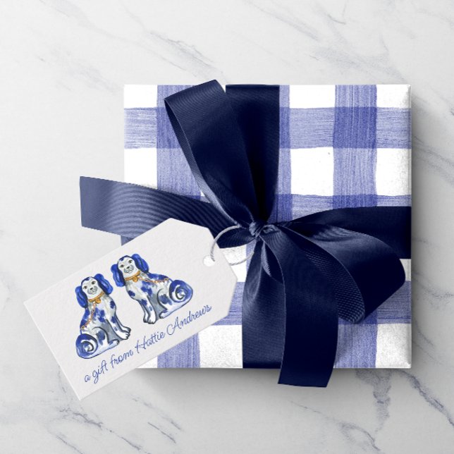 Étiquettes-cadeau Chiens de Staffordshire aquarelle (Créateur téléchargé)