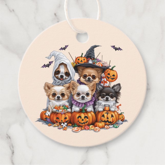 Étiquettes Cadeau Chiens d'Halloween Chihuahua (Devant)