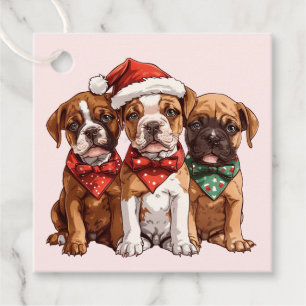 Étiquettes Cadeau Chiens en boîte de Noël