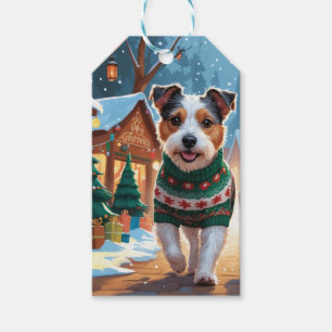 Étiquettes-cadeau Chiens Terrier Australien Noël Neige Vacances