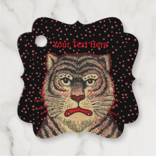 Étiquettes Cadeau Chiffre rouge Tigre asiatique rayé