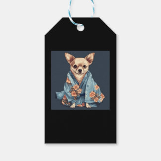 Étiquettes-cadeau Chihuahua Cute Chig En Japonais Kimono Robe Illumi