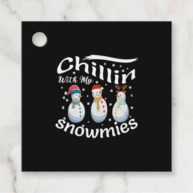 Étiquettes Cadeau Chillin avec mes neiges, équipage de Noël (Devant)