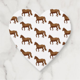 Étiquettes Cadeau Chincoteague Pony Brown Aquarelle Peinture Cheval