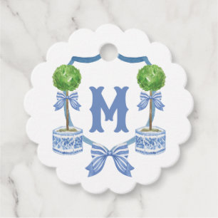 Étiquettes Cadeau Chinoiserie Aquarelle Bow Topior Monogramme Crest