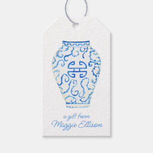 Étiquettes-cadeau Chinoiserie Aquarelle Ginger Jar Vase Tags cadeaux