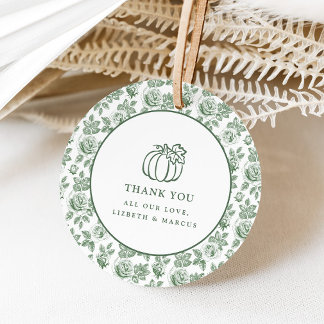 Étiquettes Cadeau Chinoiserie de citrouille florale verte Toile
