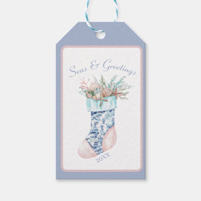 Étiquettes-cadeau Chinoiserie Grand-mère côtière (Devant)