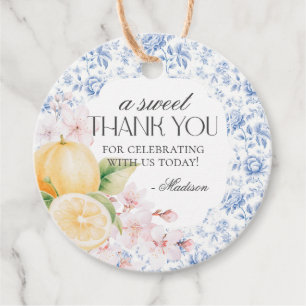 Étiquettes Cadeau Chinoiserie Lemon Tea Party Floral Toile
